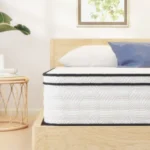 Goldoma queen size hybrid mattress with pocket springs and memory foam, no fiberglass, medium firm support for back pain relief