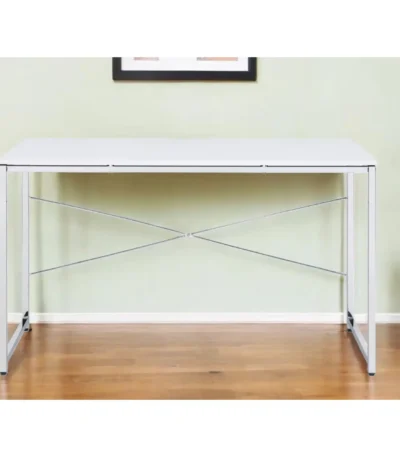 HMS 47" White and Silver Computer Desk with Comfortable Writing Surface