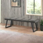 Gray faux leather storage bench with padded seat and hidden storage compartment, 57-inch width by Goldoma