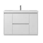 High Gloss White 48 Inch Single Sink Bathroom Vanity Set Resin Top US Warehouse Stock Commercial Sample Accepted – close-up
