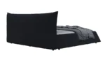 Goldoma convertible queen platform bed with velvet headboard in black modern bedroom setting