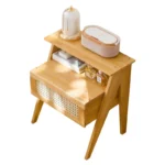Natural bamboo nightstand with drawer – eco-friendly bedside table for bedroom or living room