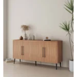 Modern 4-Door Sideboard Maple/Charcoal Gray/Whitewashed Oak-Engineered Wood Dining Living Room Buffet Cabinet Eco-Friendly - Image 2