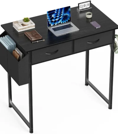 FCJ Ergonomic Laptop Table Wooden Metal Convertible Computer Desk for Small Home Office Bedroom for Writing Learning Hotel