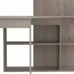 HMS 47" Light Gray L-Shaped Gaming Desk Portable and Foldable Computer Table with Shelf and Drawer for Office Use or Hotel