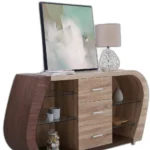 HMS Modern Antiqued Oak Walnut Multi-Tone Buffet Sideboard 3 Drawers for Home Bar Living Room Farmhouse Made Durable MDF Wood - Image 6