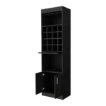 HMS 24" Black Stainless Steel Bar Cabinet Eighteen Glass Shelves Classical Display Cabinet for Home Furniture Living Room