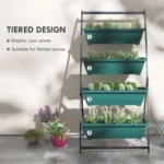 The green planter against a white wall, highlighting its modern cylindrical shape.