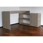 HMS 60" Light Gray L-Shaped Computer Desk Modern Wood and Metal Office Desk Durable Assembled Space-Saving Storage Features