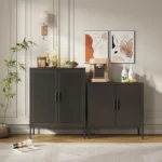 Adjustable Shelves Steel Metal File Cabinet Black FCJ Home Office School Gym Garage Storage with Storage Doors – close-up
