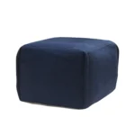 Goldoma 18" Blue Cotton Patchwork Pouf Ottoman - Foldable Foot Stool with Tufted Design – styled in a modern Ottomans &