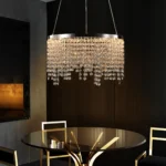 US Stock Free Shipping 16 Inch Round K9 Crystal Chandelier Chrome Stainless Steel Modern LED Pendant Light for Dining Living