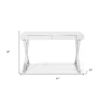 HMS 47" White and Silver Computer Desk with Two Drawers Writing Desk – top view