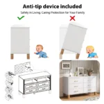 Goldoma M 6-Drawer Double Dresser in white with solid wood legs, modern storage cabinet for bedroom organization