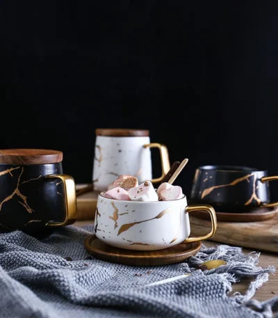 Coffee Mugs Marble Gold Inlay Mug Breakfast Mug Office Home Drinkware Milk Cup Dropshipping