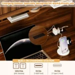 Modern Eco-Friendly Durable Desk Charging Ports Hutch Cabinet Office Storage Drawers Bookshelf Executive Computer Home MDF