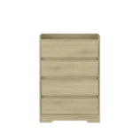 4 drawer dresser chest in minimalist wood finish with handle-free design, perfect for bedroom storage