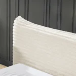 Goldoma Modern Queen Size Adjustable Convertible Upholstered Bed Frame with Curved Headboard and Crystal Accents – styled in