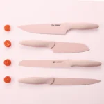 13 Piece Pink Professional Chef Knife Set Carbon Steel Scissors Knife Kitchen Set for Home – styled in a modern Living