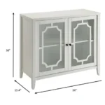 Black sideboard with glass doors in a modern dining room featuring antique solid wood finish