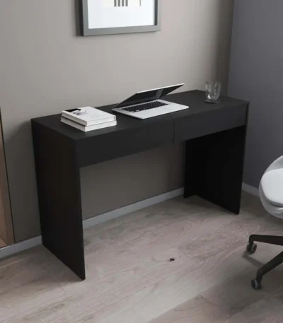 Black Wengue 2-Drawer Computer Desk