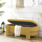Goldoma linen storage bench in yellow with cushioned seat and hidden storage compartment