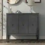U_STYLE Adjustable Shelf Storage Sideboard with 3 Retro Metal Handles and 4 Pinewood Legs for Entryway Living Room Study Room