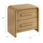 Modern wooden nightstand with two drawers featuring solid wood veneer and plywood frame, perfect for bedroom storage