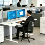55"x24 Inch Height Adjustable Standing Desk,Office Desk,Computer Desk with Cable Management Tray, for Home & Office