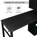 FCJ Home Office L-Shaped Corner Computer Desk Portable and Adjustable Laptop Table for Bedroom or Hotel with Cooling Feature