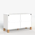 Modern 6-Drawer Double Dresser White with Metal Handles and Solid Wood Legs – top view