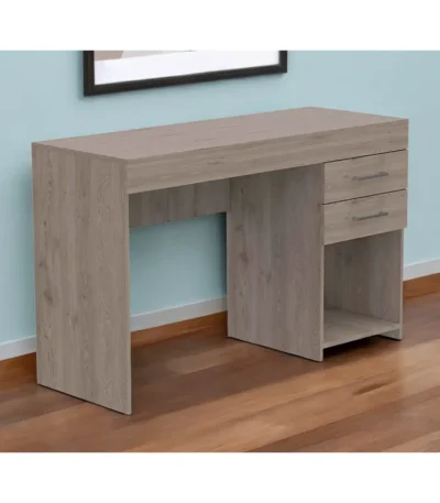 HMS Traditional Style Light Gray 47" Computer Desk Melamine Wood with Two Drawers MDF Office Furniture for Office Bedroom Use
