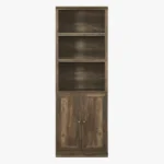 Rustic Brown FCJ 1-Door Bookshelf with USB Port 3-Open Bookshelves for Home Office or Hotel Use – close-up detail