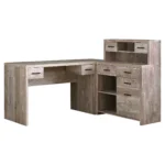 HMS 63 Brown L-Shape PC & Gaming Desk with Eight Drawers & Bookshelf Simple Design Office Computer Table – side view
