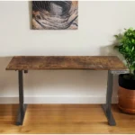 HMS 55 Adjustable Brown and Black Computer Desk Stylish Office Desk with Comfortable Ergonomic Design
