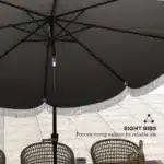 8.8FT Patio Umbrella Black – top view