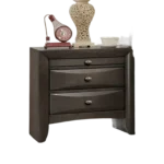 Solid Wood Nightstand with 2 Drawers – side view