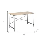 HMS 48" Modern Wood Metal Computer Desk Simple Storage Gaming Desk for Bedroom School Brown Black Surface Material-Aluminum