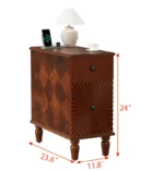2-drawer adjustable narrow nightstand with wood top in a modern bedroom setting