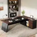 L-Shaped Executive Desk, 78" Modern Office Desk with Drawers and Lateral File Cabinet, Large Computer Desk with Storage