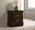Cappuccino nightstand 2 drawer with warm wood finish and bail handles