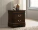 Cappuccino nightstand 2 drawer with warm wood finish and bail handles