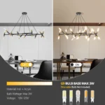US Stock Free Shipping Mid Century Modern 20-Lights LED Black Round Chandelier Pendant Light Fixture – close-up detail