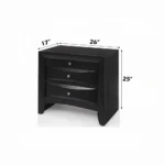 Black nightstand with two drawers and pull-out tray in modern bedroom setting - Goldoma furniture