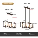 Modern 6-Light Industrial Pendant Light, Matte Black Linear Chandelier for Kitchen Island, Dining Room, Living Room, E26