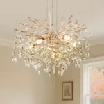 Modern Tree Branch Crystal Chandelier Luxury Gold Crystal Pendant Lighting 23.6" Contemporary 6 Light Chandeliers for