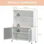 White Tall Storage Sideboard Cabinet for Kitchen Living & Dining Room with Glass Doors & Adjustable Shelves – styled