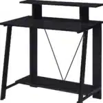 HMS 32" Minimalist Black Writing Desk Adjustable Computer Table Wooden Material Foldable Drawer Features for Home Office Use