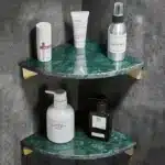 Emerald Marble Corner Shelf Wall Bathroom Mirror Front Cosmetic Storage Rack Metal Bathroom Shelf Shower Shelf Shampoo