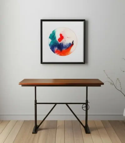 HMS Brown and Black Adjustable Height Writing Desk Solid Wood and Iron Computer Desk